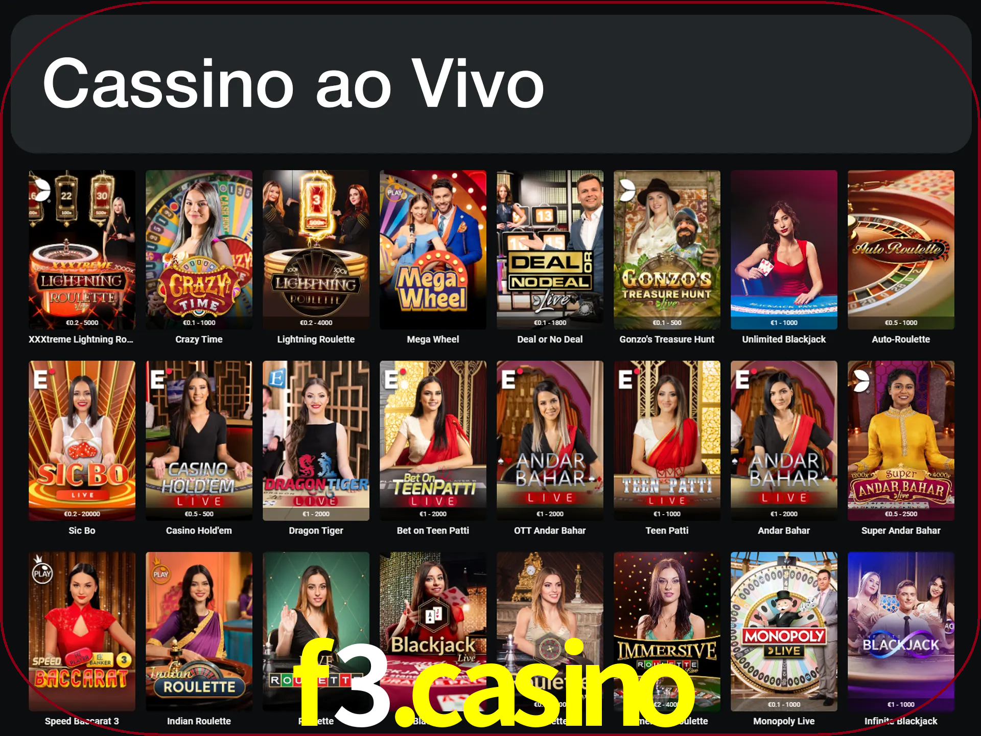 Jogue jogos de cassino com um verdadeiro dealer.